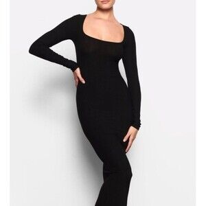 SKIMS soft lounge long sleeve dress Petite small NWT Oynx